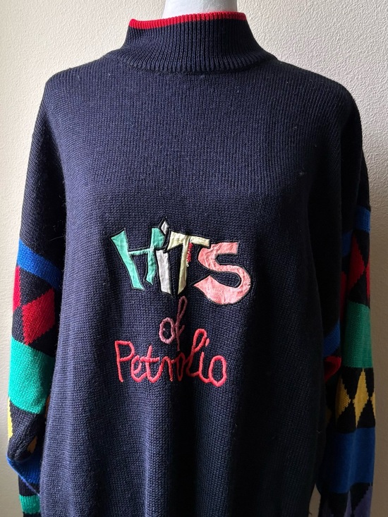 3 Suisses Sweaters - 3 Suisses Vintage Mock Neck Sweater FR 46/48 US XL Embroidered Geometric Wool